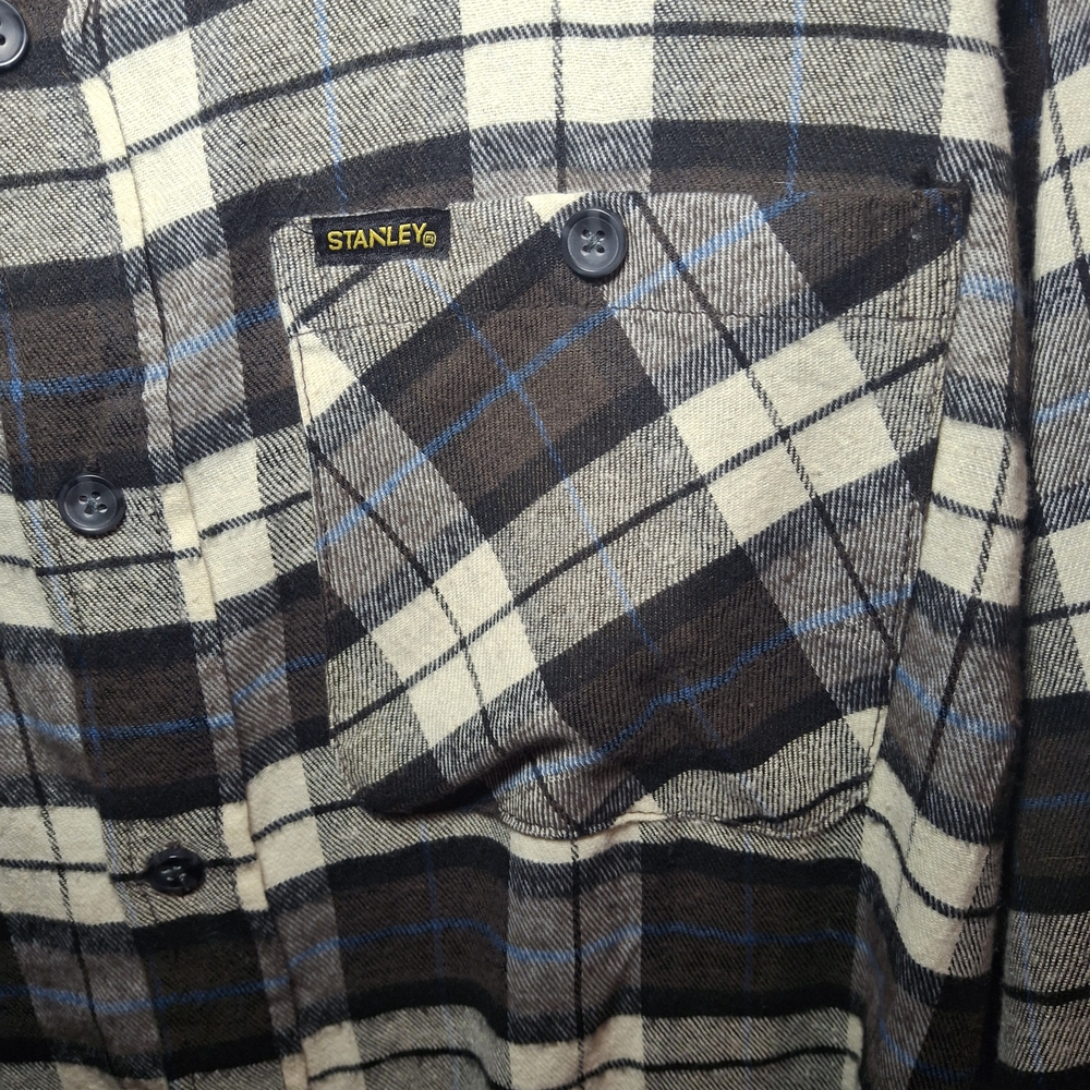 Stanley Plaid Button-Down Shirt‎ - Black, White, and Blue - Picture 2 of 5